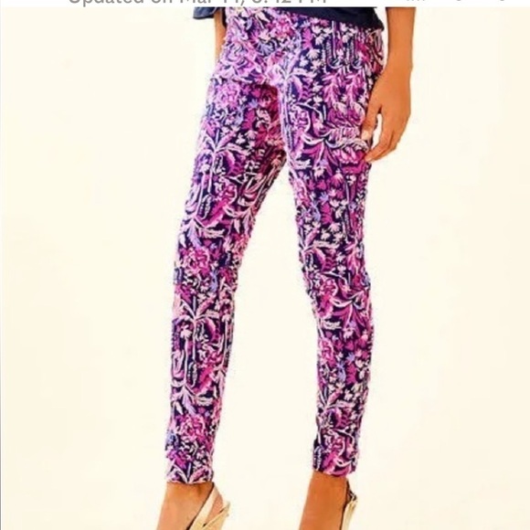 Lilly Pulitzer Kelly Skinny Ankle Pant Bright Navy Swing of Things - Picture 2 of 14